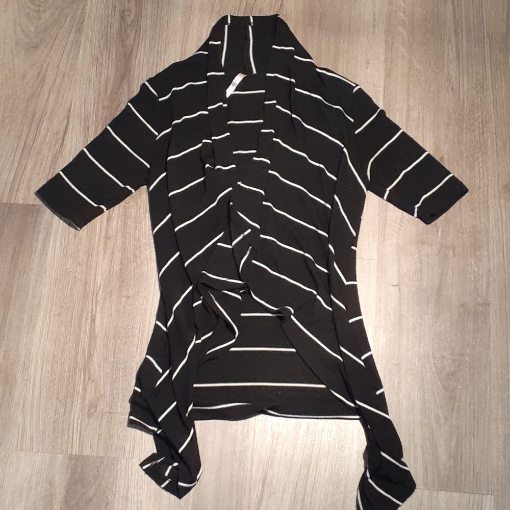 Black and White Striped Cardigan Medium